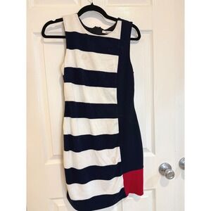 Bailey 44 Striped Sleeveless Dress Color Block Fitted Casual S‎